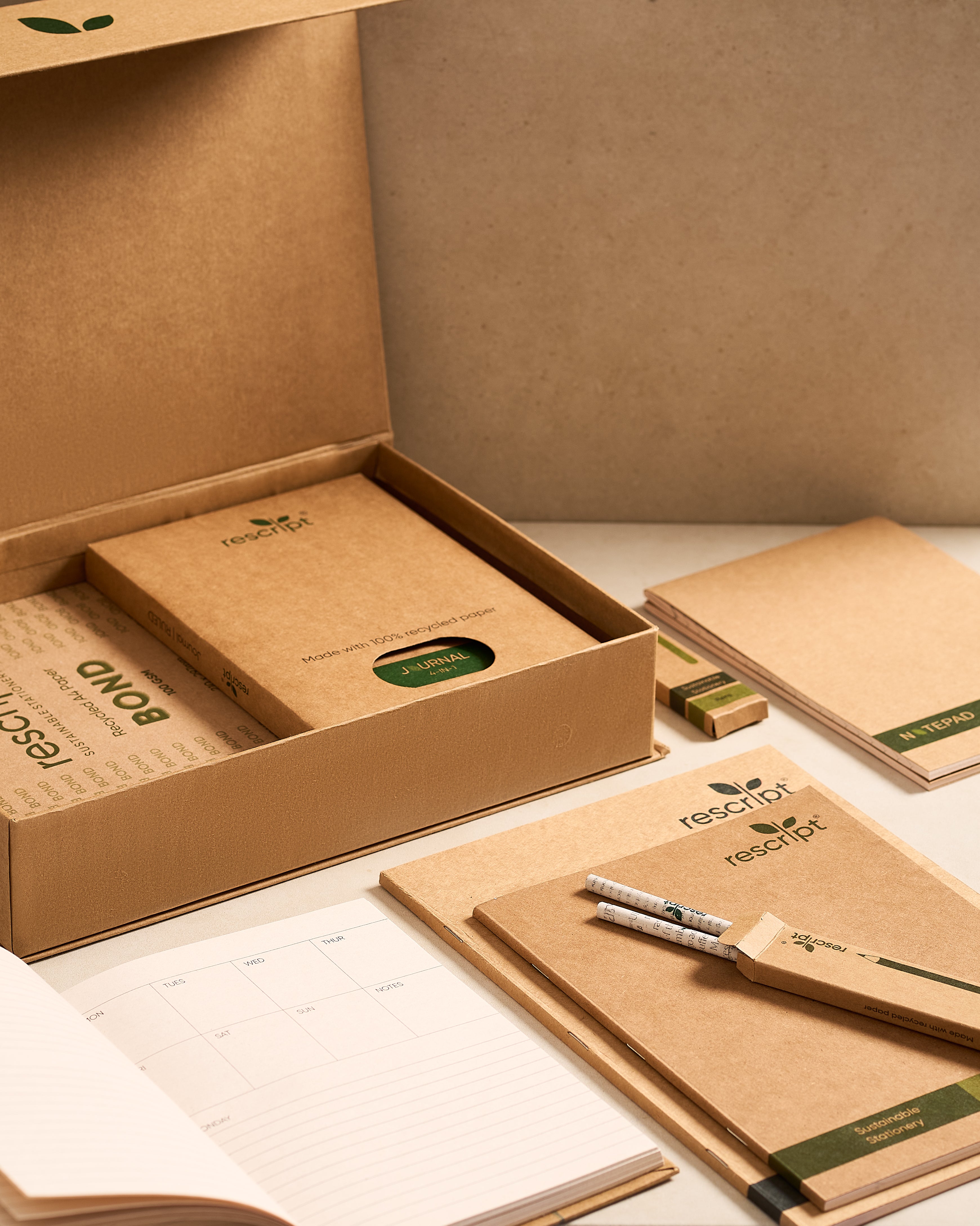 Recycled paper products with rescript branding