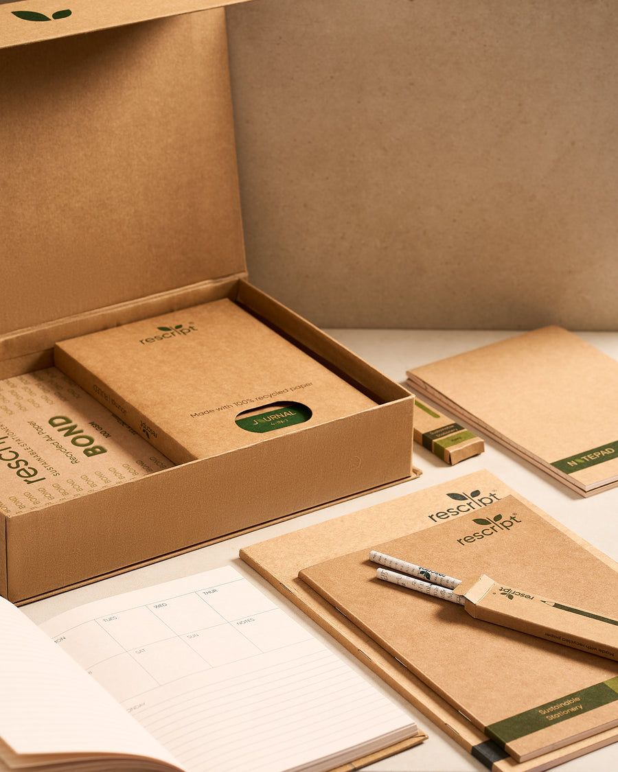 Rescript recycled stationery set