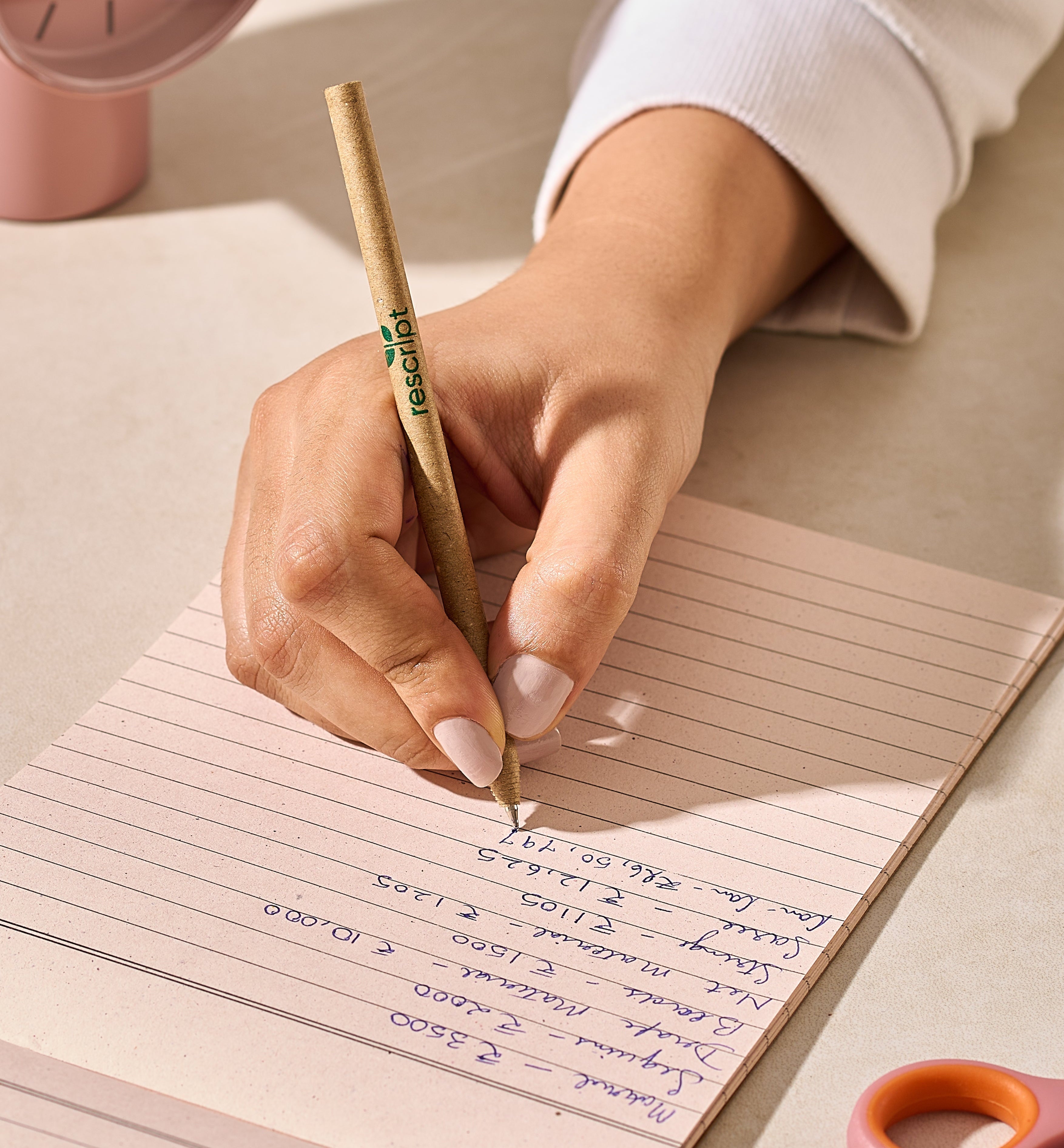 Hand writing with a Rescript pen