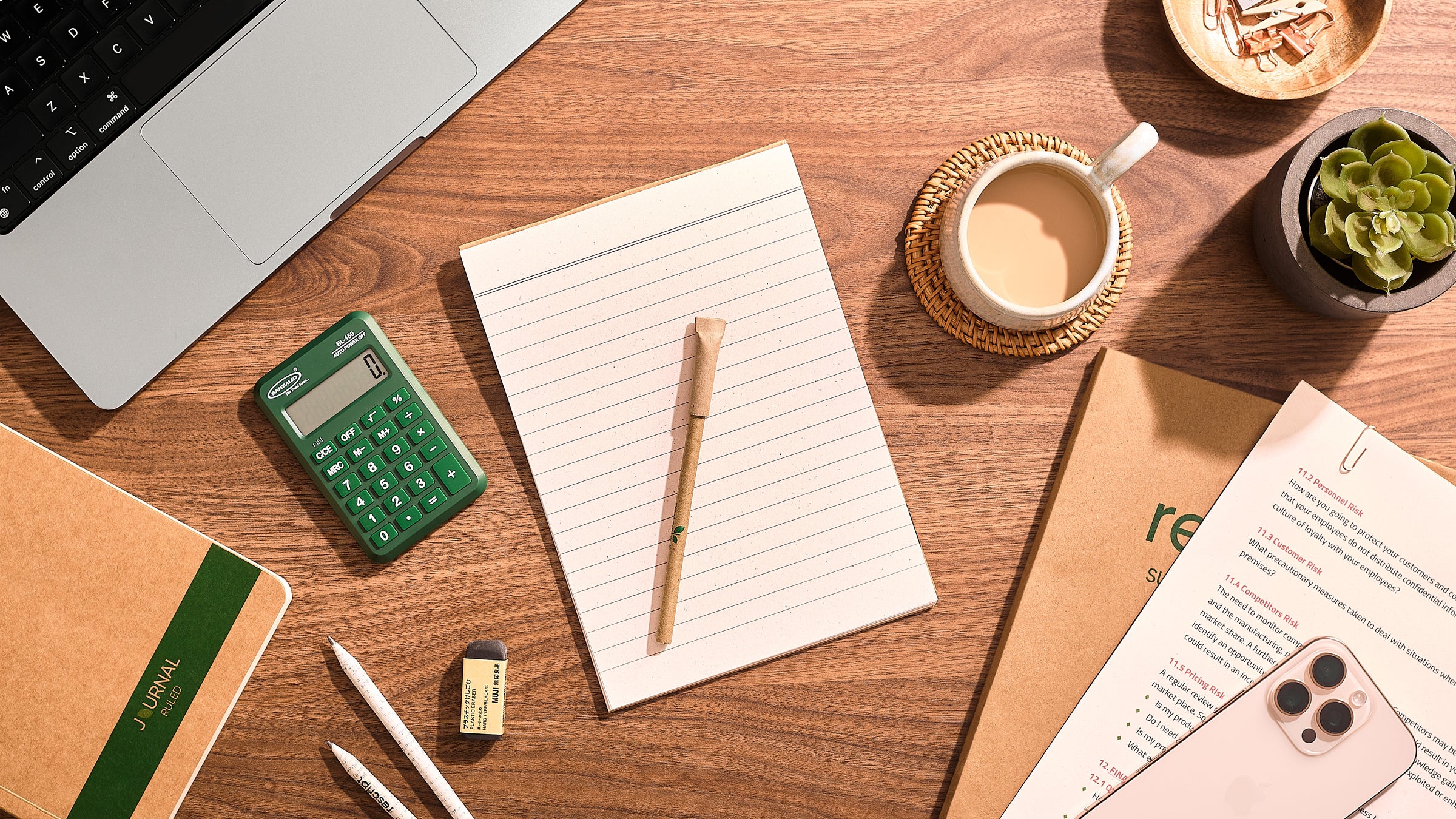 Rescript stationery on a work desk