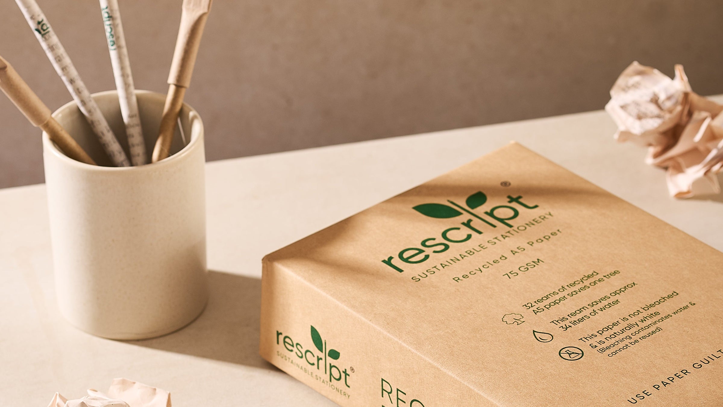 Rescript recycled paper