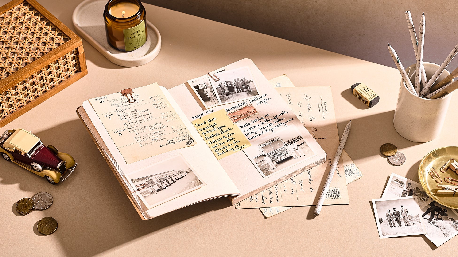 Rescript eco-friendly stationery set including notebooks, writing tools and recycled-paper products